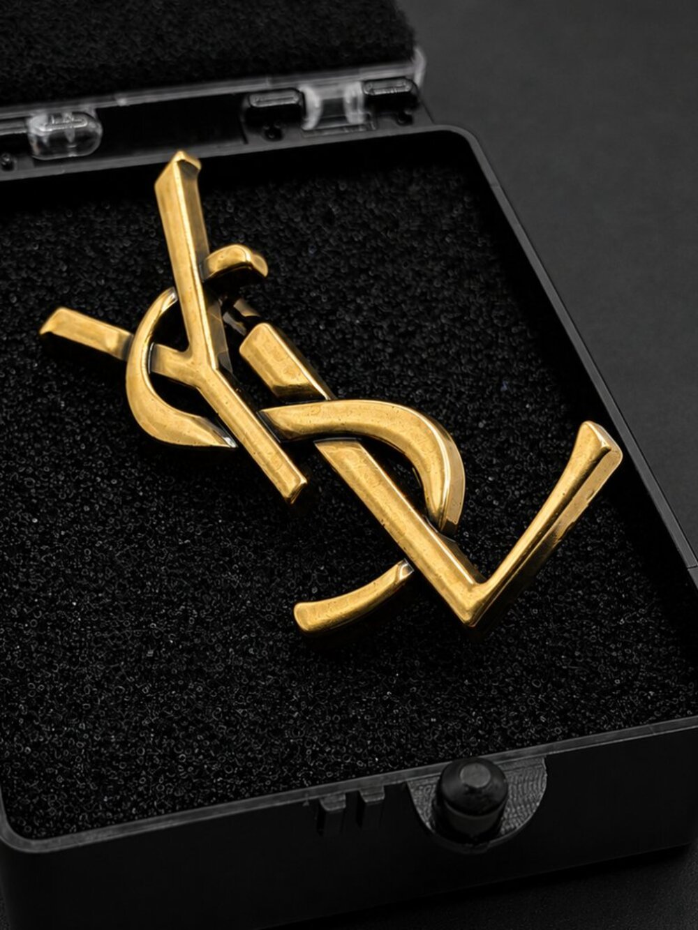Vintage Bron Yves Saint Laurent YSL Brooch Employee Appreciation Lapel Pin Small